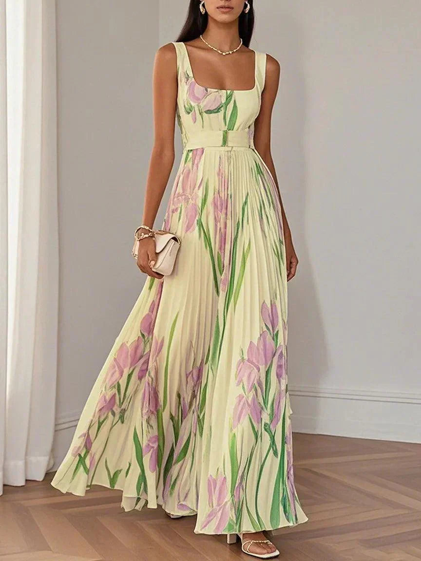 Robe longue plissée Ella à imprimé floral