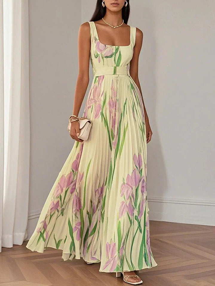 Robe longue plissée Ella à imprimé floral