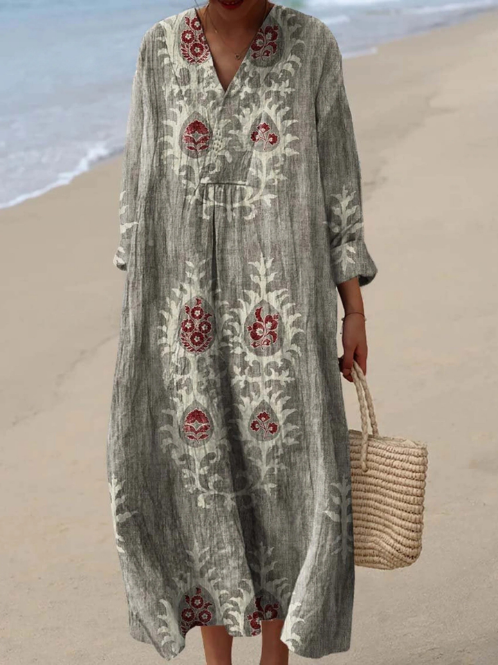 Robe Vintage Imprimé Floral Ethnique pour Femmes