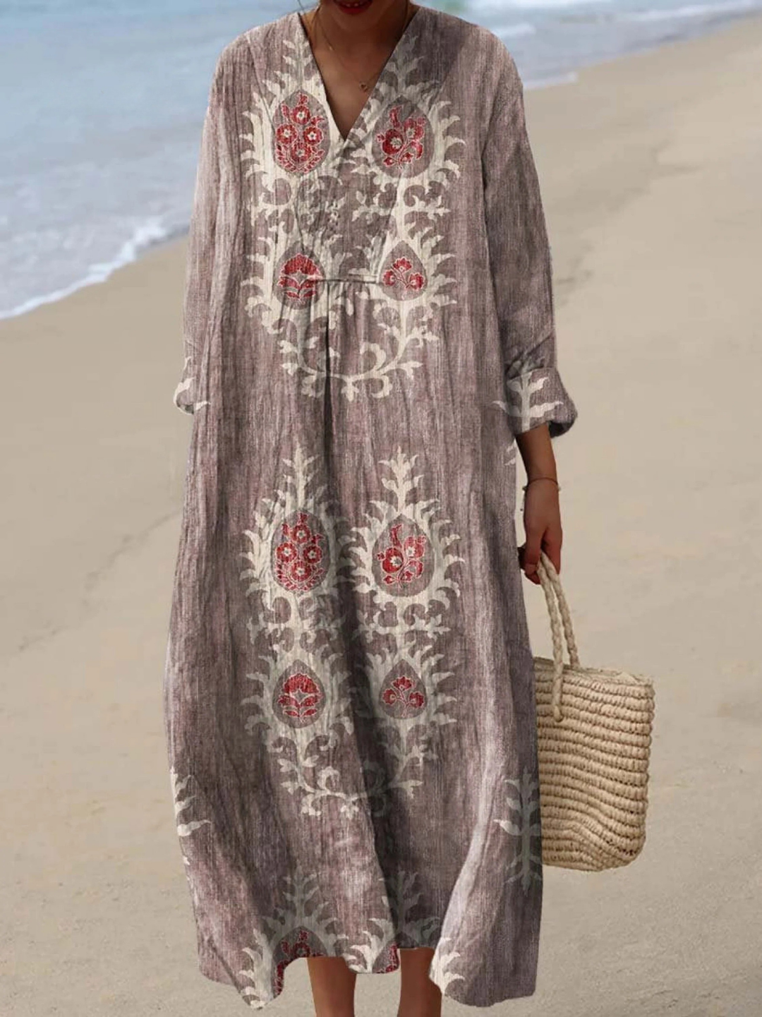 Robe Vintage Imprimé Floral Ethnique pour Femmes