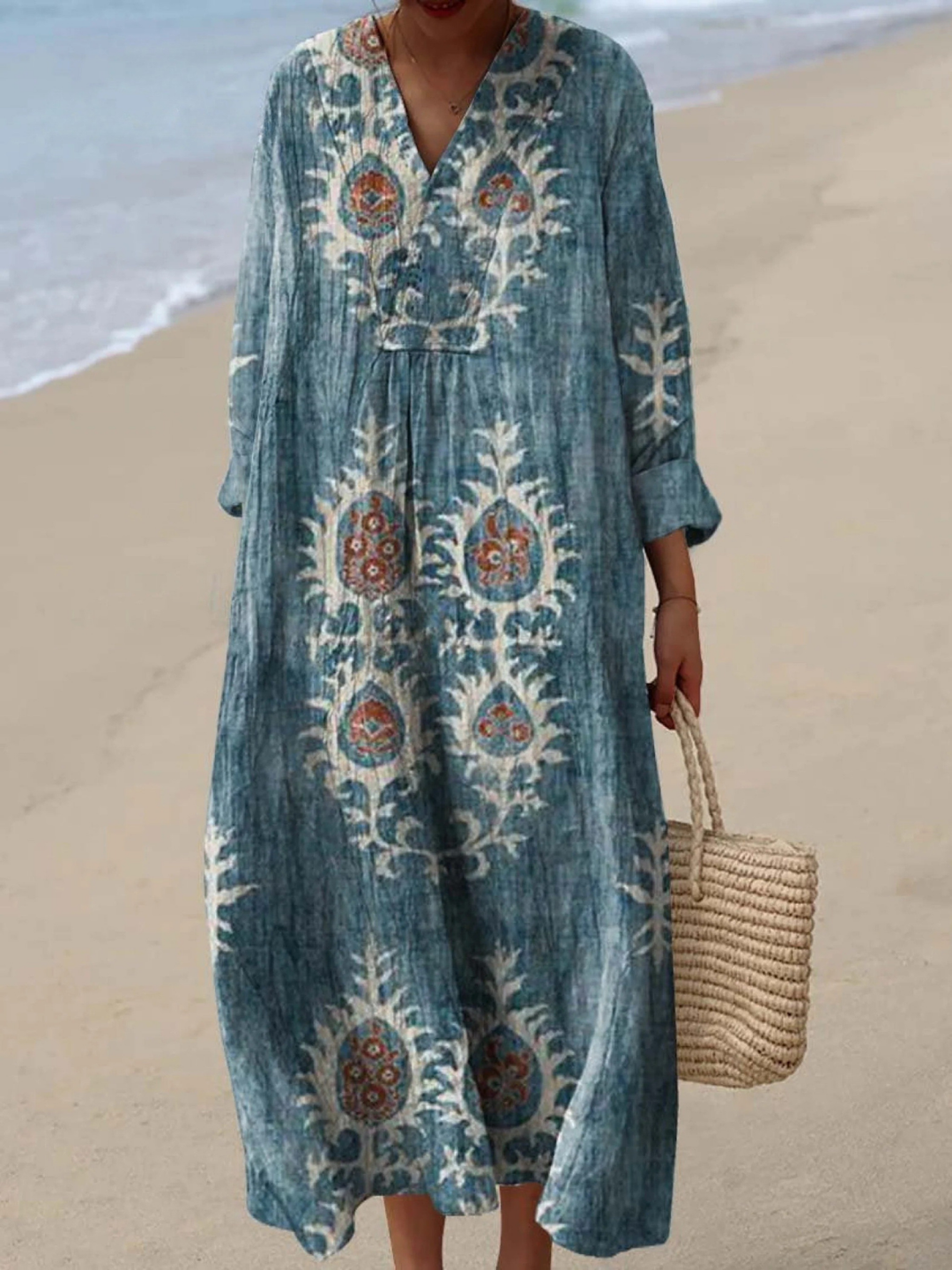 Robe Vintage Imprimé Floral Ethnique pour Femmes