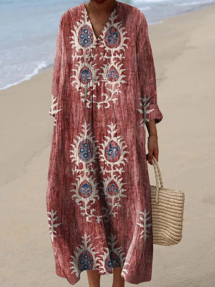 Robe Vintage Imprimé Floral Ethnique pour Femmes