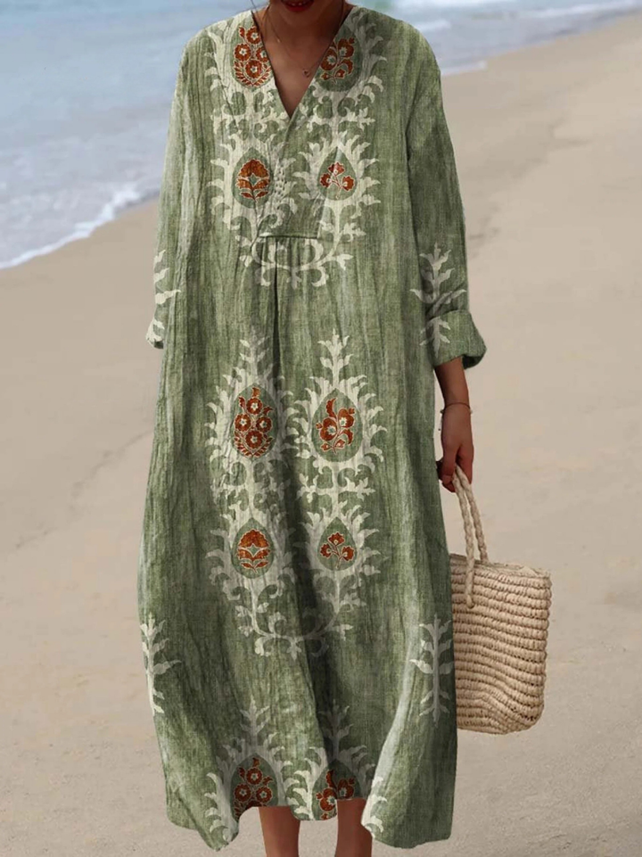 Robe Vintage Imprimé Floral Ethnique pour Femmes