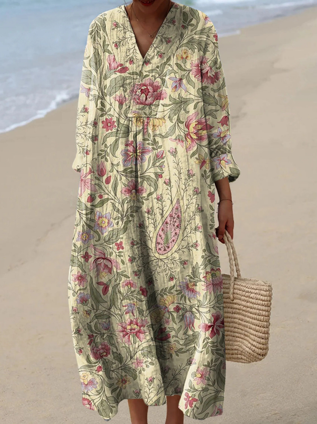 Women's Vintage Lovely Floral Art Print Dress