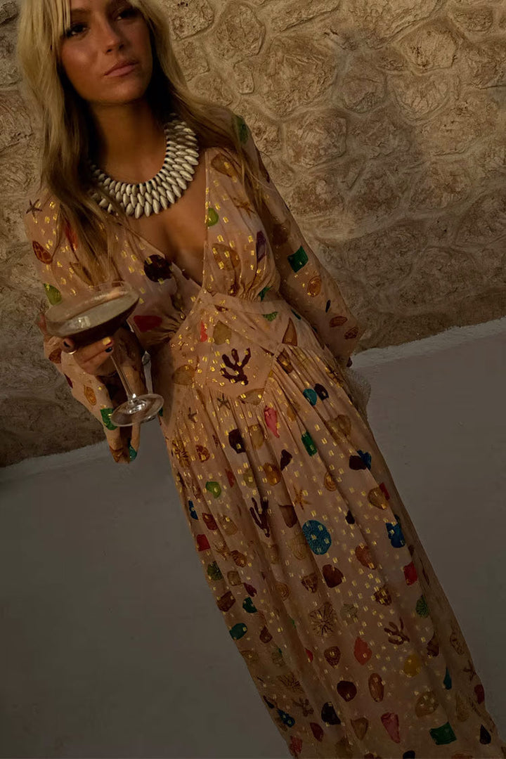 Isabelle | Robe longue Coquillage Doré