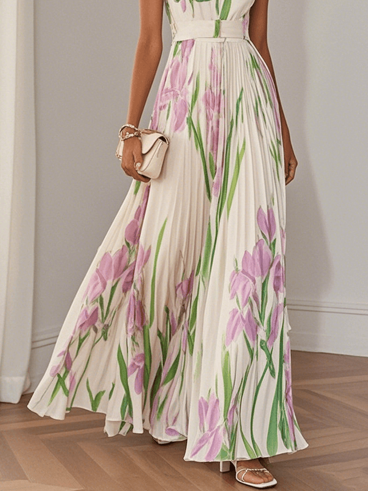 Robe longue plissée Ella à imprimé floral