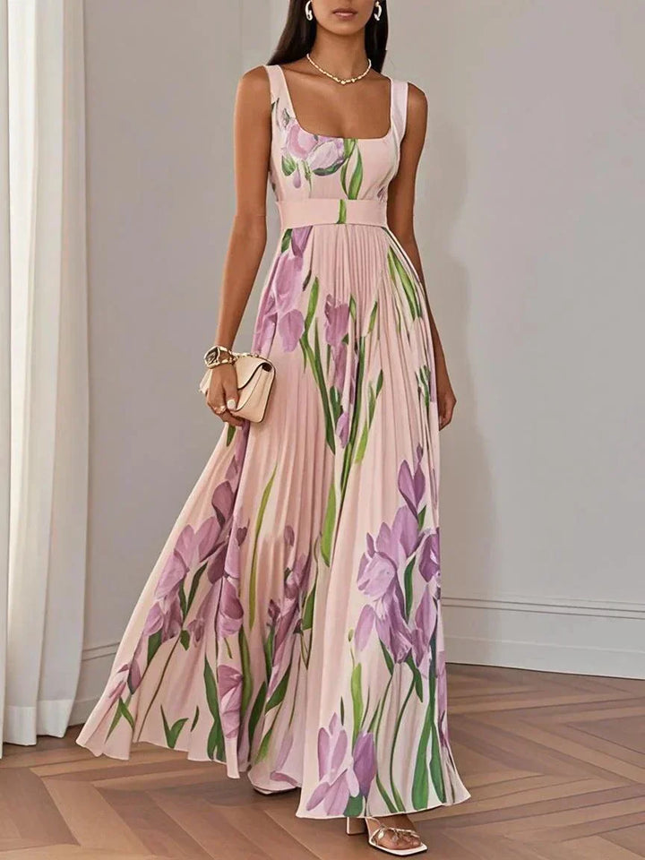 Robe longue plissée Ella à imprimé floral