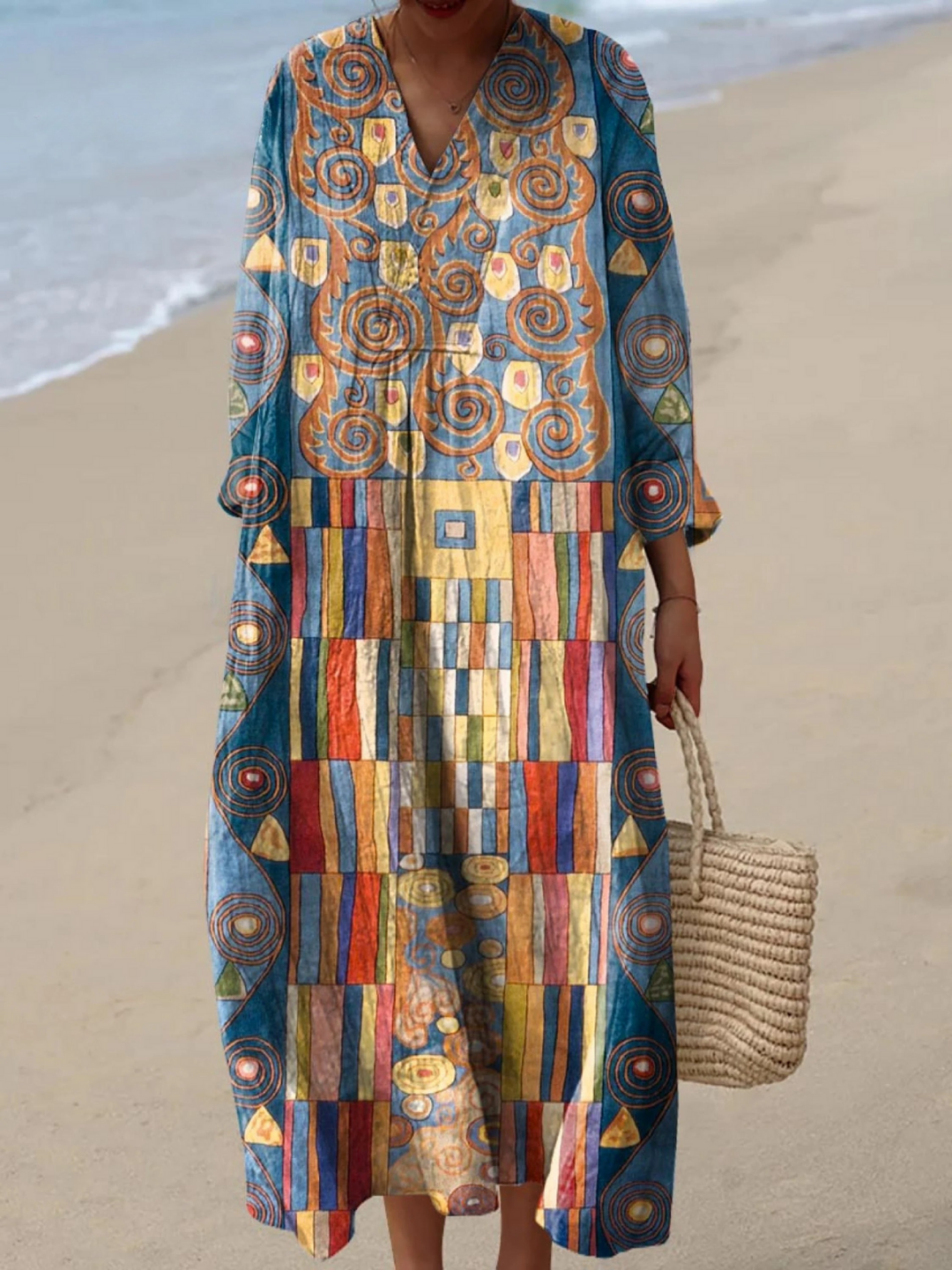 Robe imprimée à motif géométrique abstrait pour femme