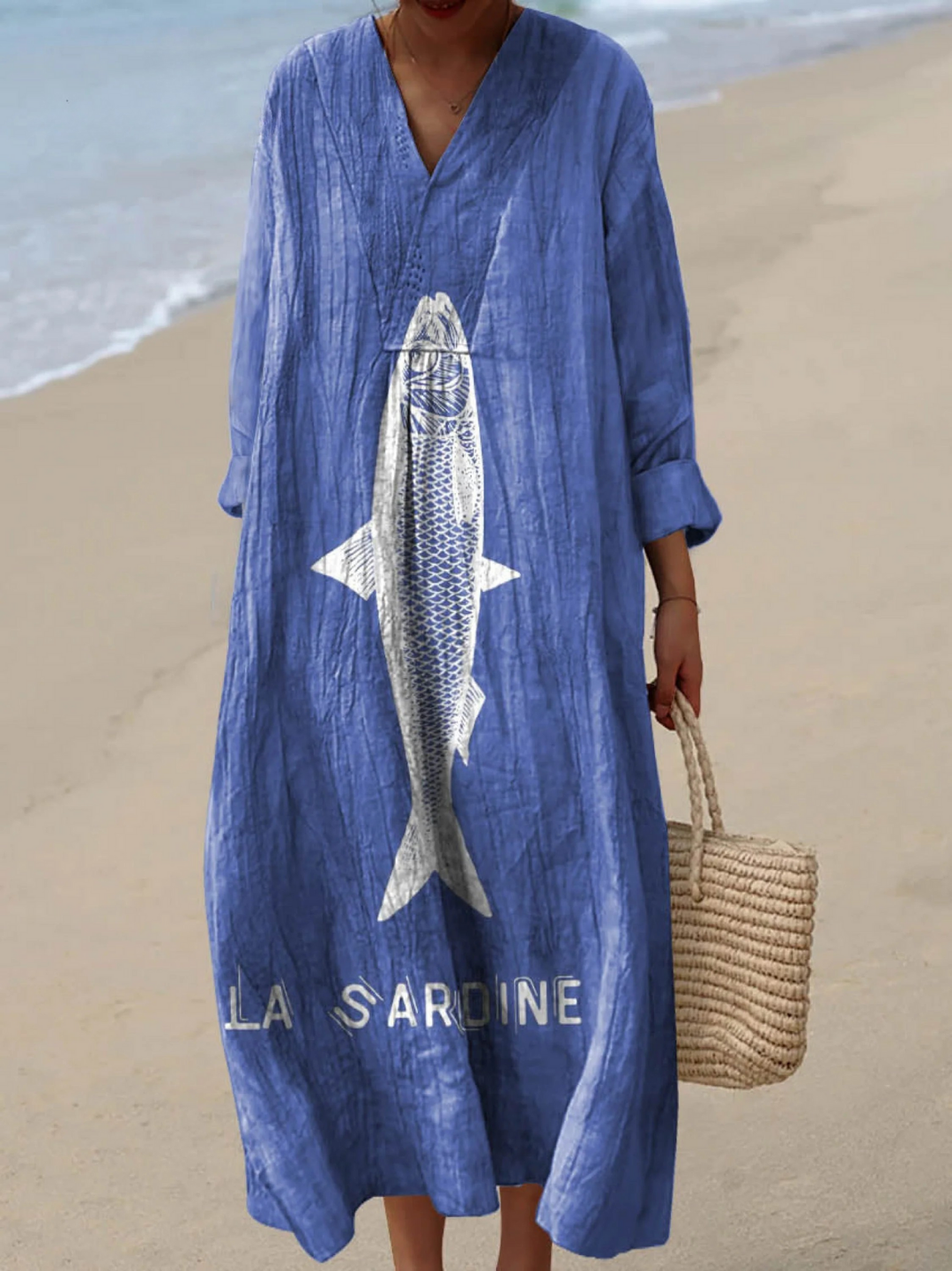 Robe imprimée à motif sardine amusant pour femme