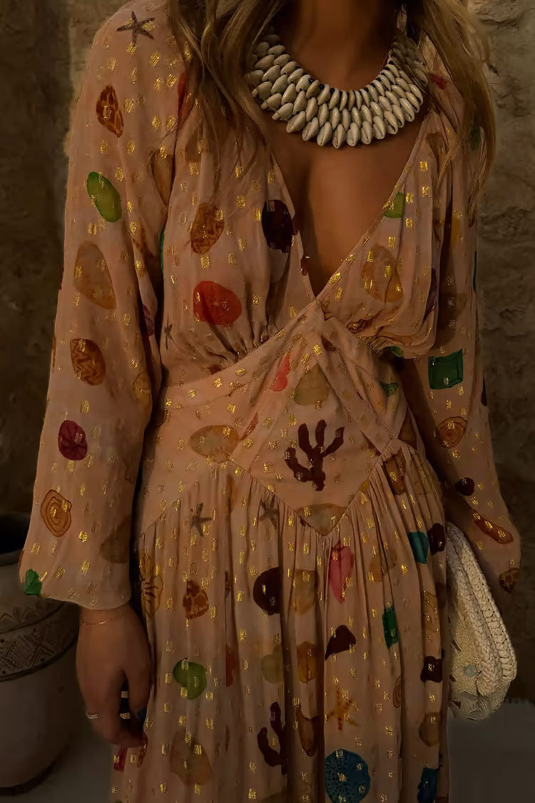 Isabelle | Robe longue Coquillage Doré