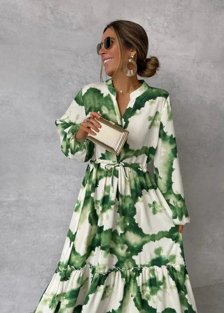 La robe longue Luna fluide à nouer à la taille