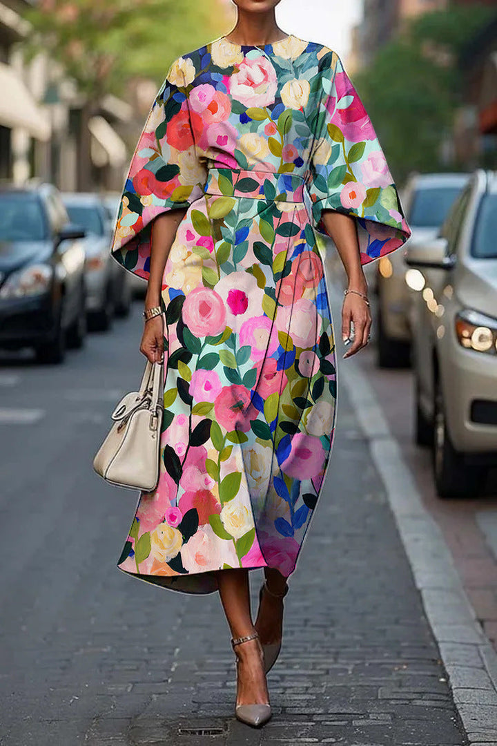Melody | Robe Midi Fleurie Élégante