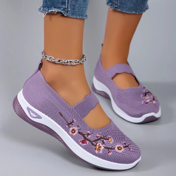 Fajon - Baskets confortables brodées de fleurs