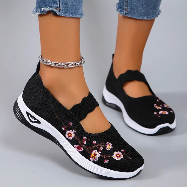 Fajon - Baskets confortables brodées de fleurs