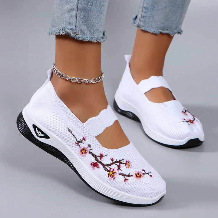 Fajon - Baskets confortables brodées de fleurs