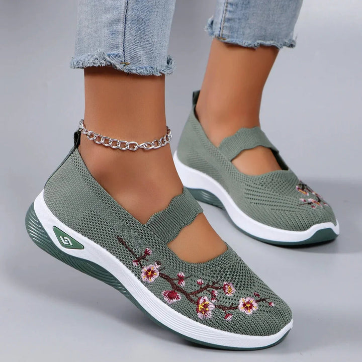 Fajon - Baskets confortables brodées de fleurs