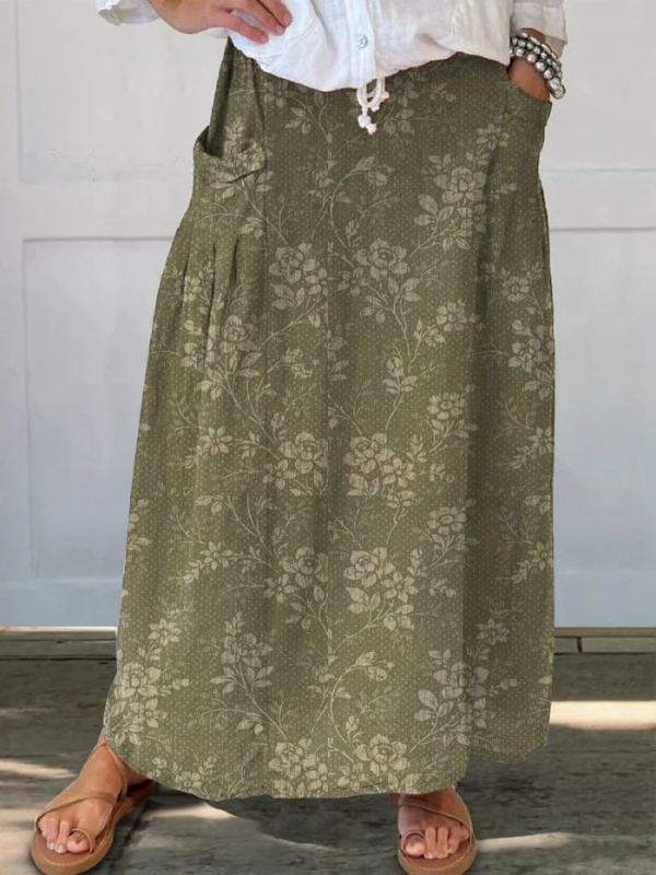 Princess™ | Jupe à poches taille élastique motif floral vintage