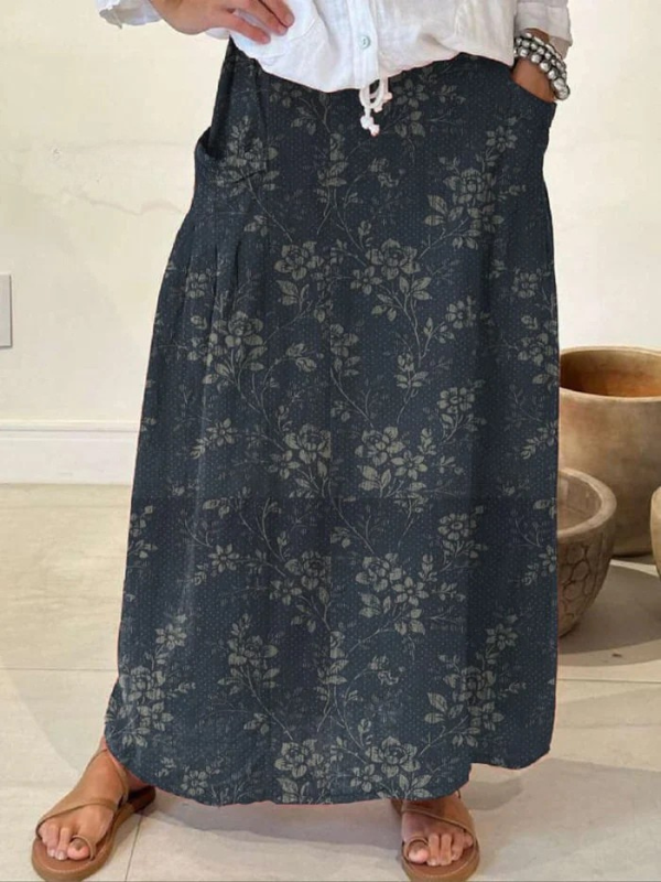 Princess™ | Jupe à poches taille élastique motif floral vintage