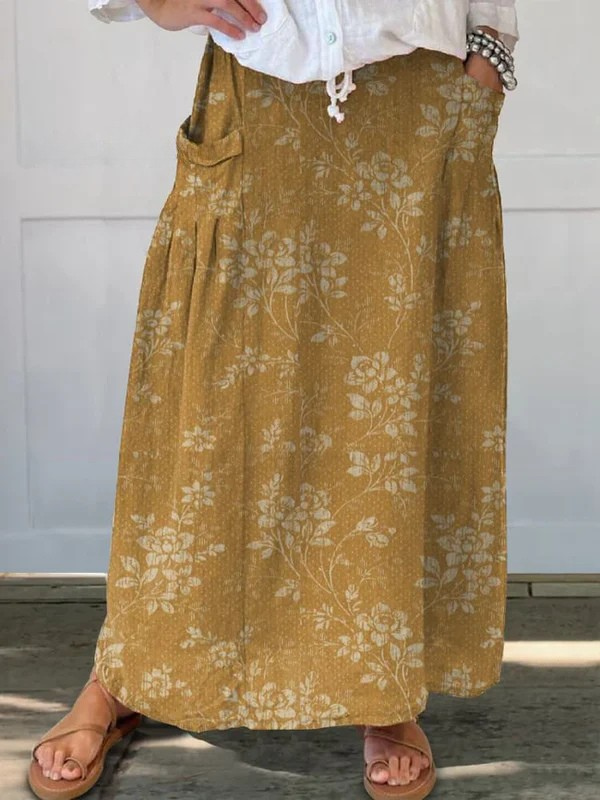 Princess™ | Jupe à poches taille élastique motif floral vintage