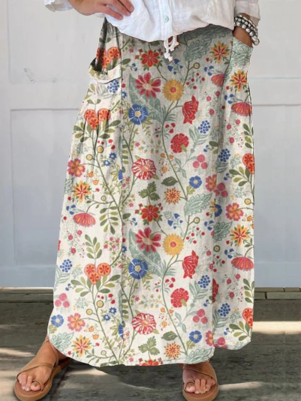 Fabi™ | Jupe à poches imprimée florale taille élastiquée