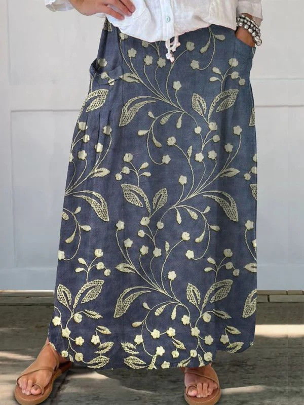 Josa™ | Jupe Rétro Florale avec Taille Élastique et Poches