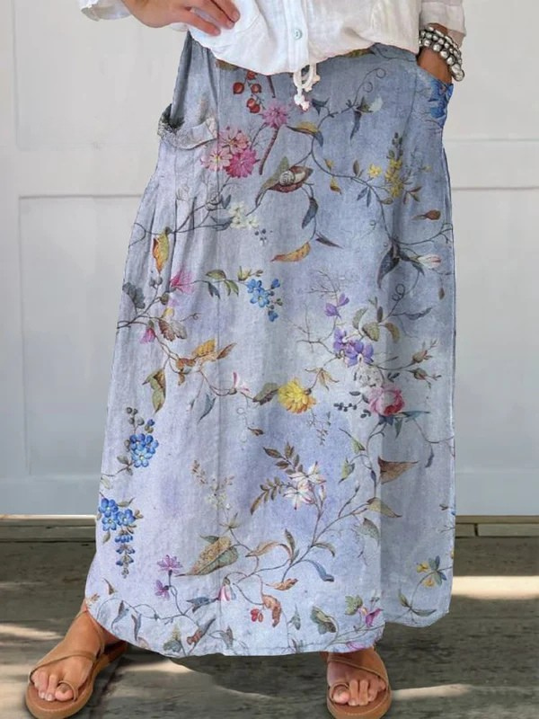 Jeda™ | Jupe de poche élégante à imprimé vintage bleu