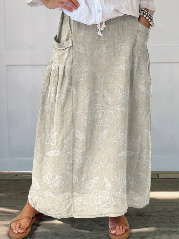 Dally™ | Jupe à poches et taille élastique en tissu floral vintage