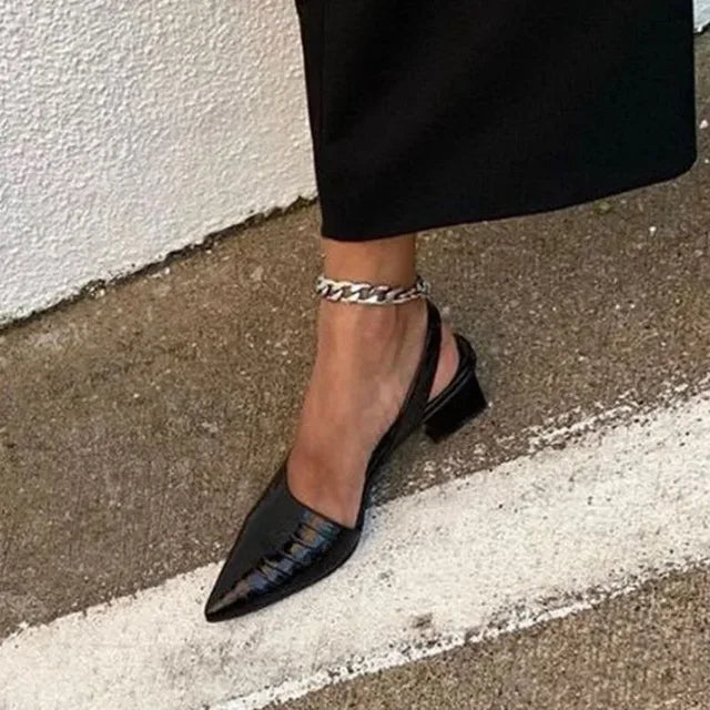 Magda® | Orthopedic Women'S Pumps With Block Heel And Crocodile Pattern