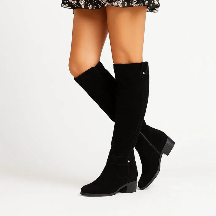 Bottes d'hiver pour femmes en cuir noir, design confortable, 4 saisons avec semelle antidérapante