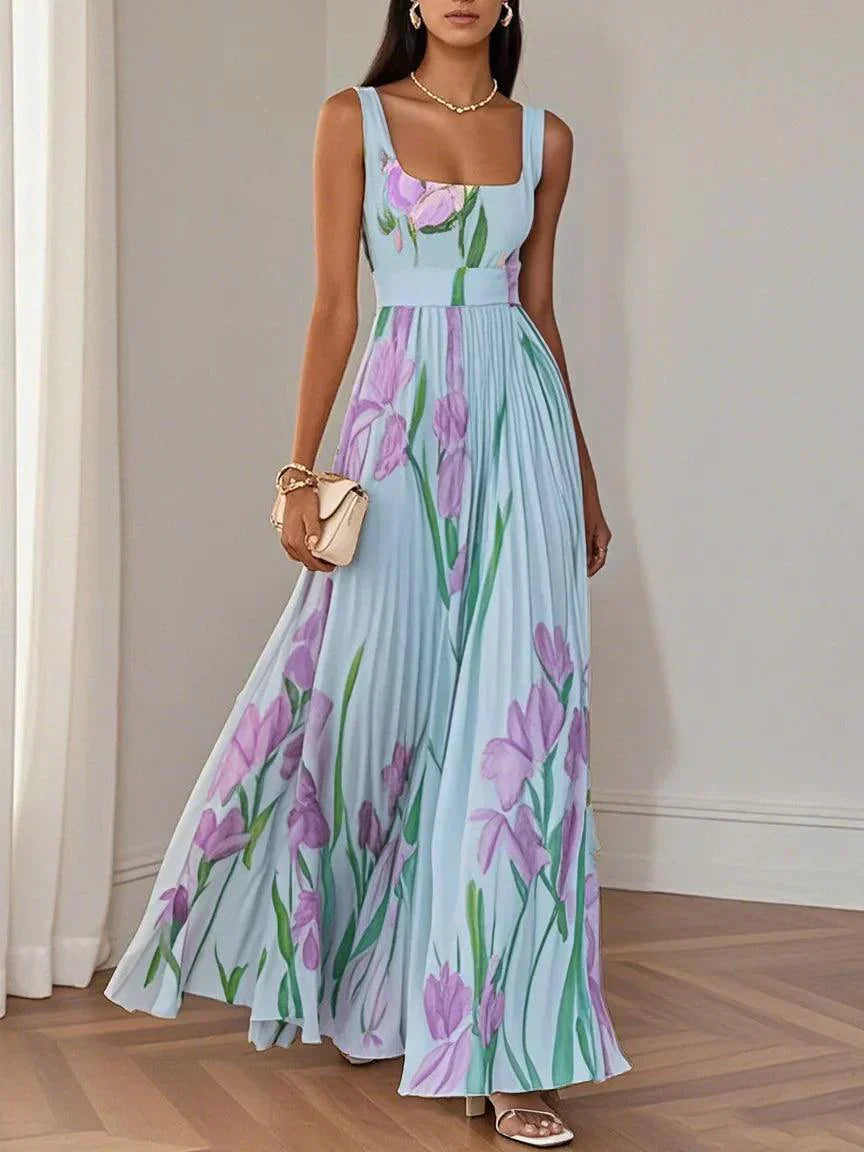 Robe longue plissée Ella à imprimé floral