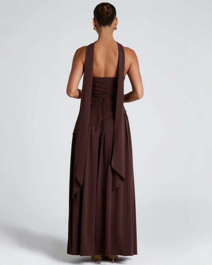 Robe longue chic fendue de luxe