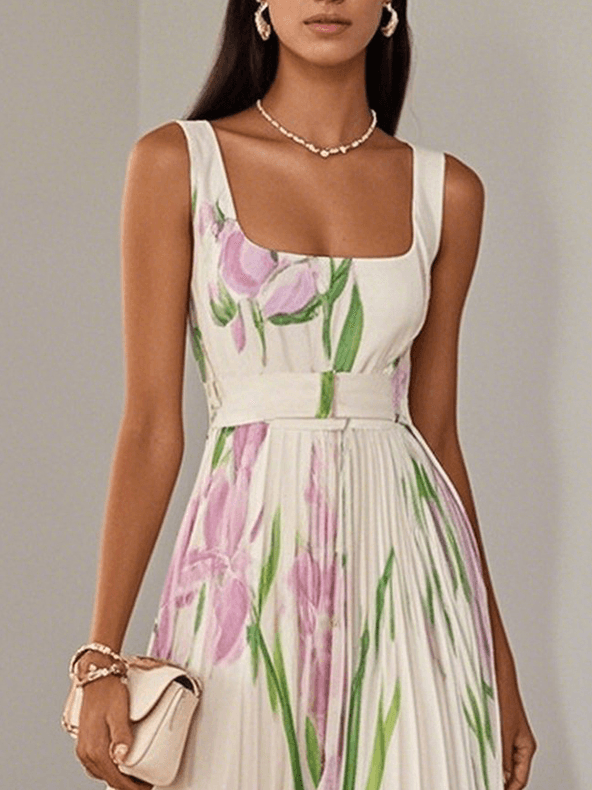 Robe longue plissée Ella à imprimé floral