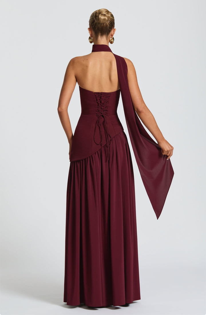 Robe longue chic fendue de luxe