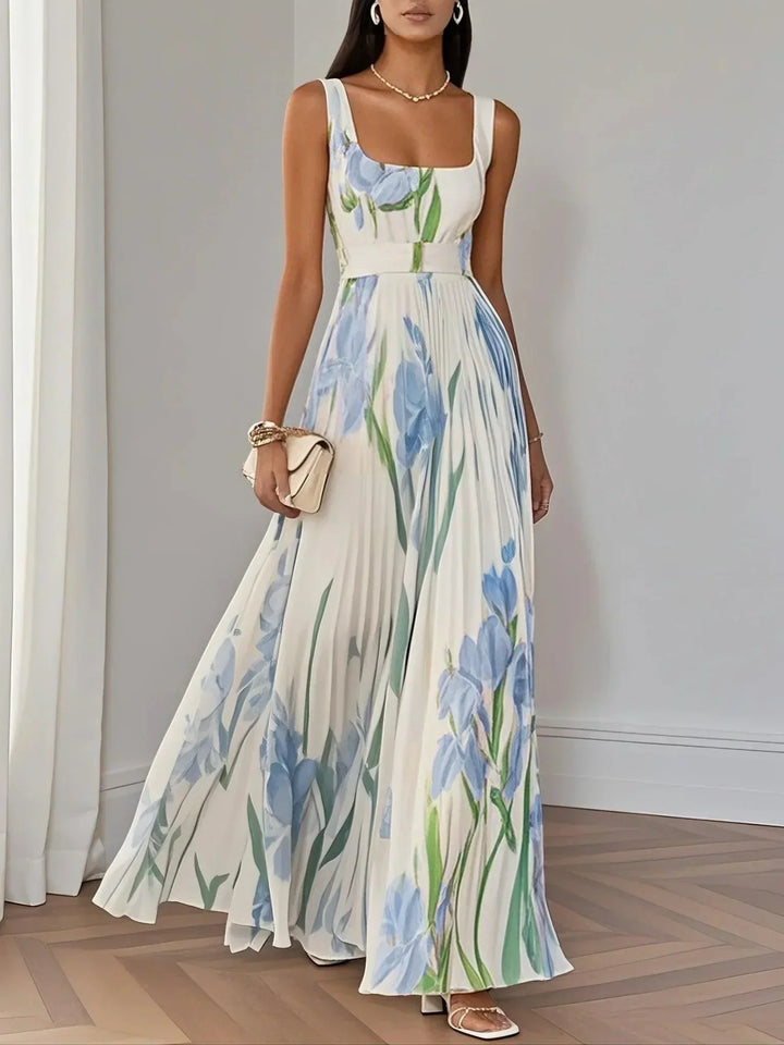 Robe longue plissée Ella à imprimé floral