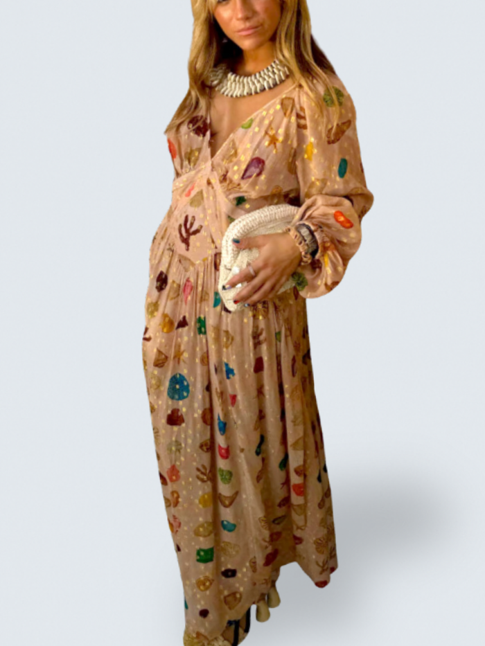 Isabelle | Robe longue Coquillage Doré
