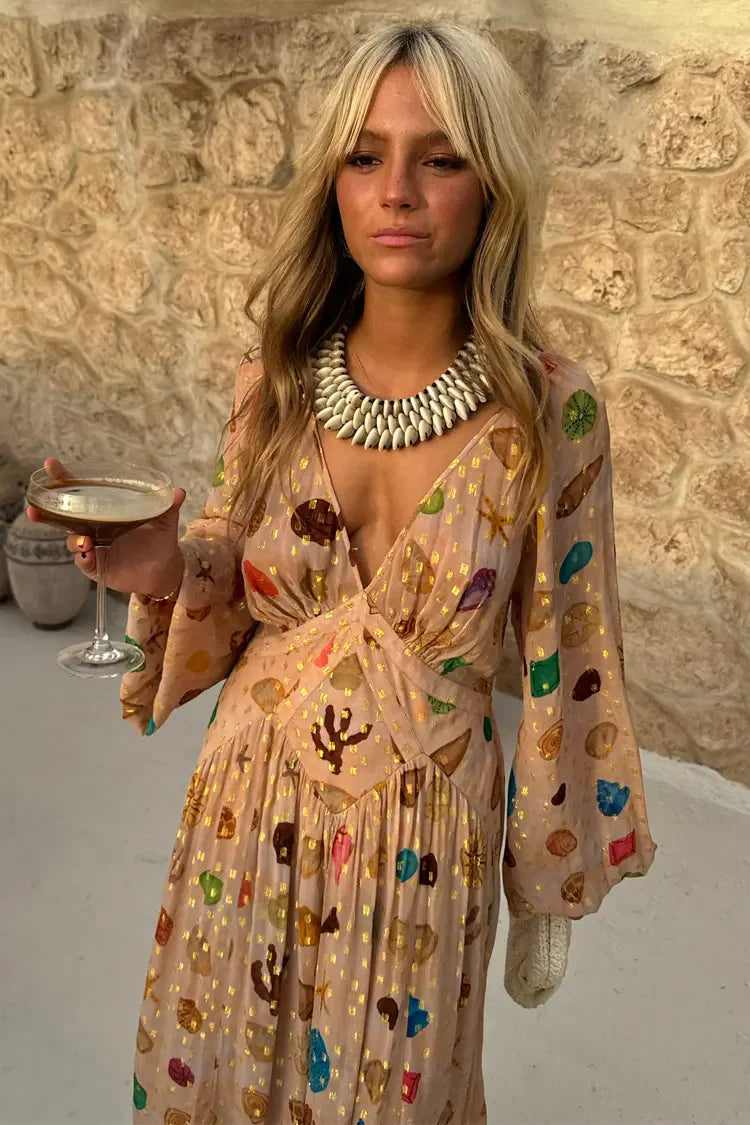 Isabelle | Robe longue Coquillage Doré