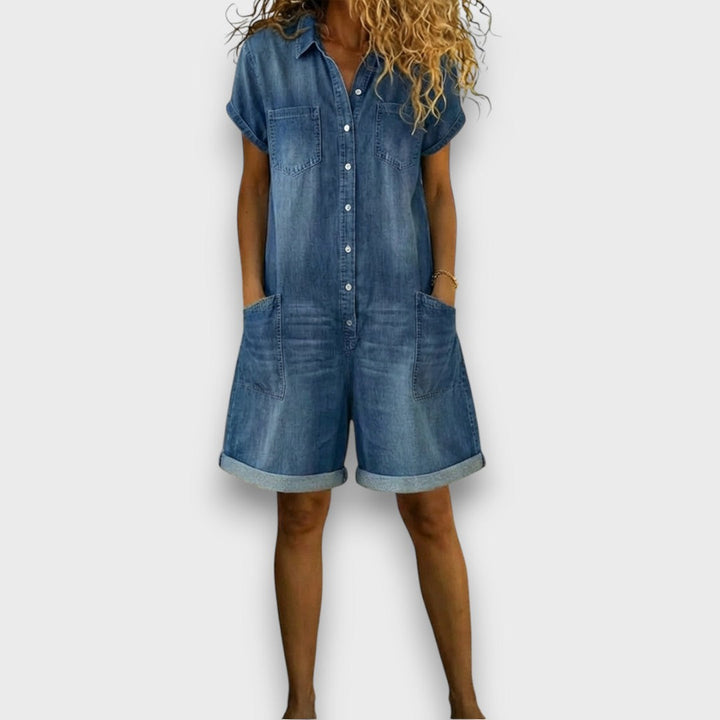 Karen | Vintage short Cotton Denim-Look Overalls