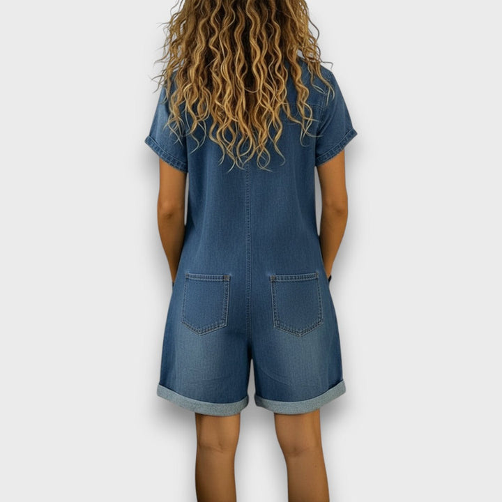 Karen | Vintage short Cotton Denim-Look Overalls