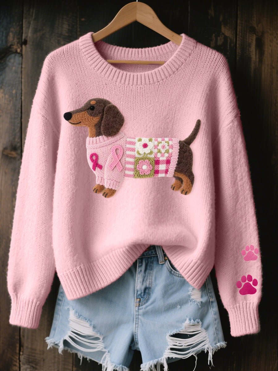 Naoni – Sweater Made of Wool Yarn with Dachshund Felt Pattern