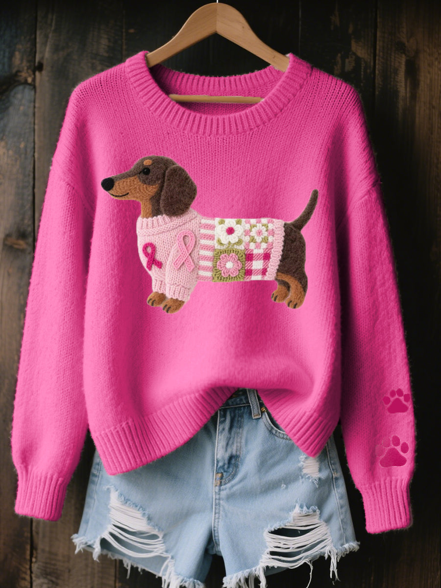 Naoni – Sweater Made of Wool Yarn with Dachshund Felt Pattern