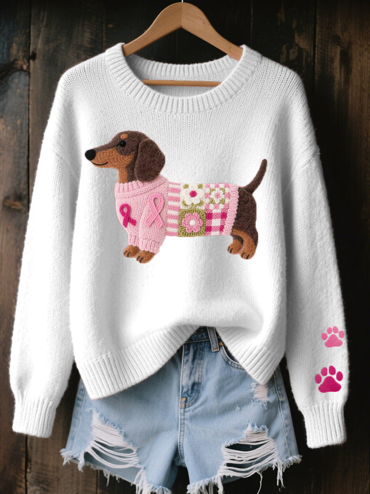 Naoni – Sweater Made of Wool Yarn with Dachshund Felt Pattern